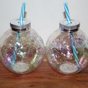 Iridescent Snowflake Party Cups with Straws